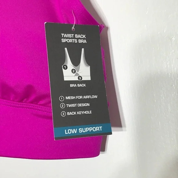 AVIA  Moisture Wicking-Rmv Pads-Low Support TWIST BACK SPORTS BRA Size M New - Picture 4 of 8